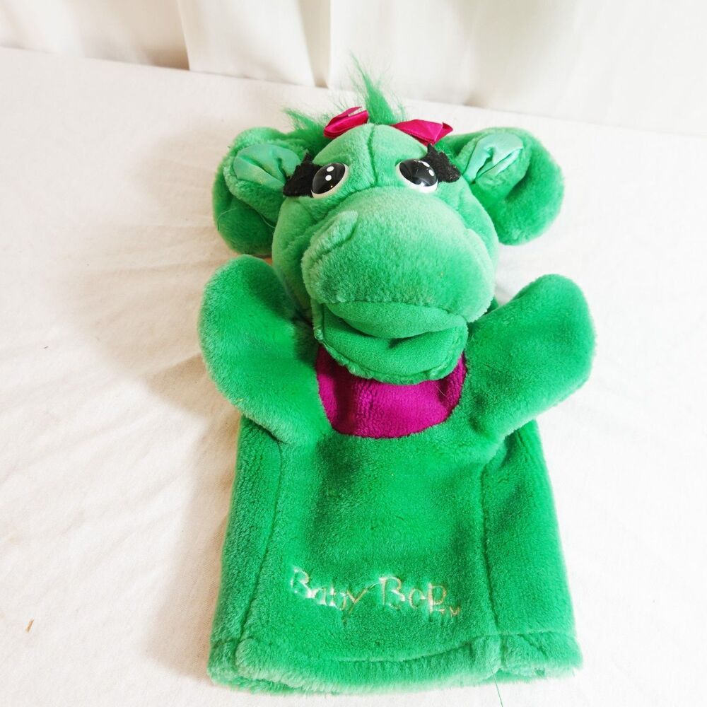 BABY BOP Hand Puppet 1992 Barney Green Dinosaur Plush